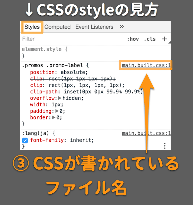 CSSが書かれているファイル名