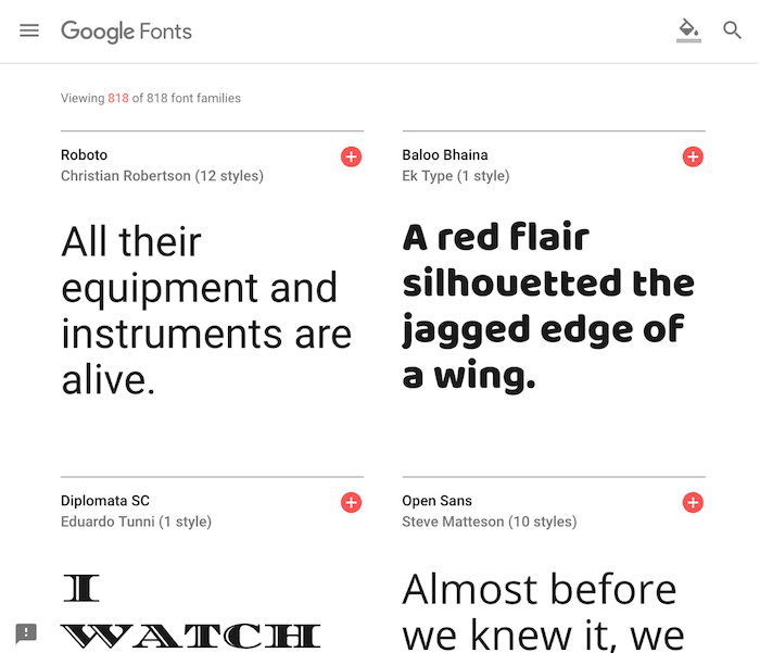 google fontの画面