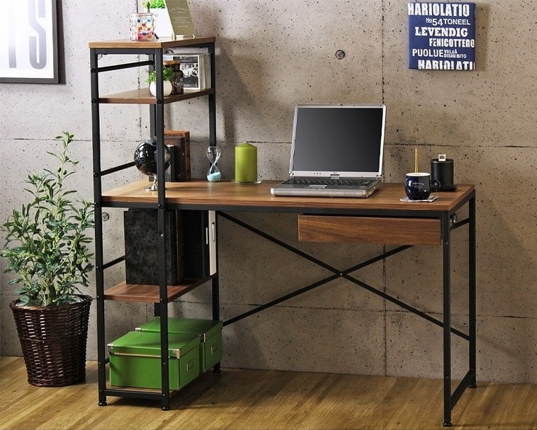 収納ラック付きパソコンデスク1