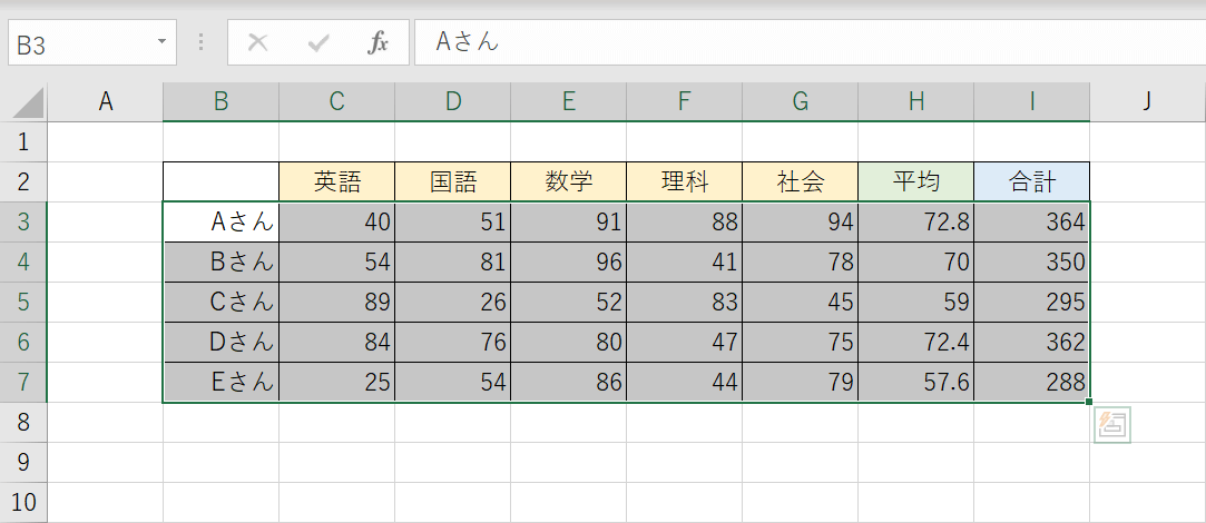 範囲の選択