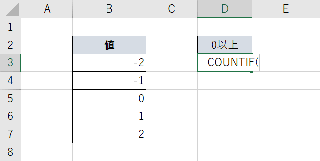 COUNTIF関数を入力