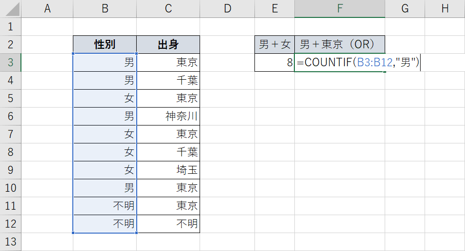 男のセルの個数を数える