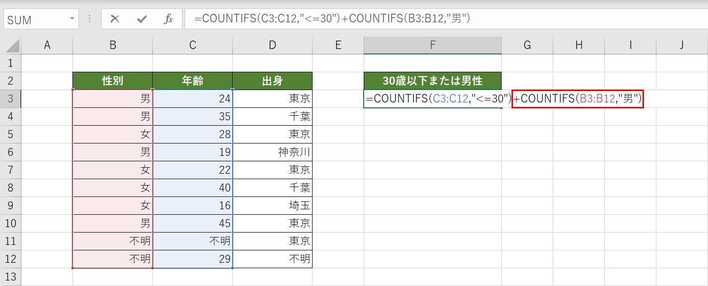 COUNTIFS関数の加算