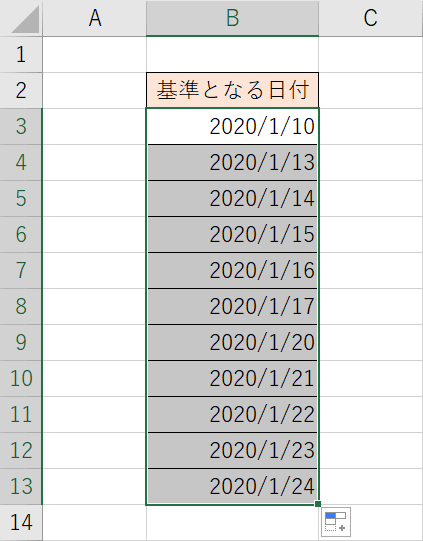 週日単位の連続データ結果