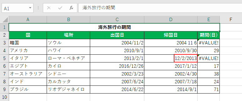 日付表示が逆順