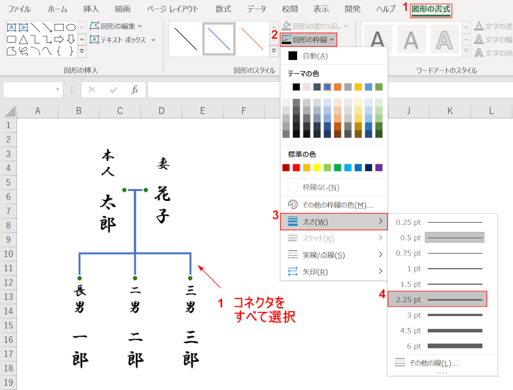 線の太さを変更