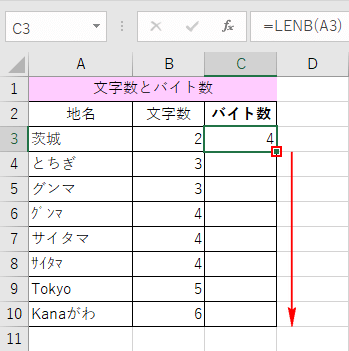 バイト数の算出