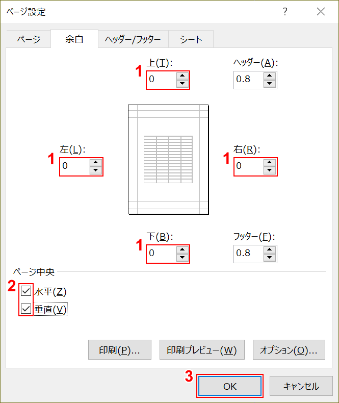 余白を0に設定