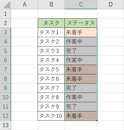 条件に基づき色が塗られる