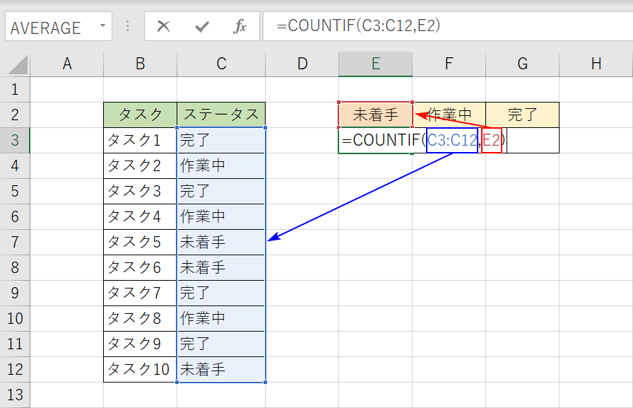 COUNTIF関数でカウント