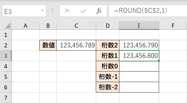 桁数1で四捨五入