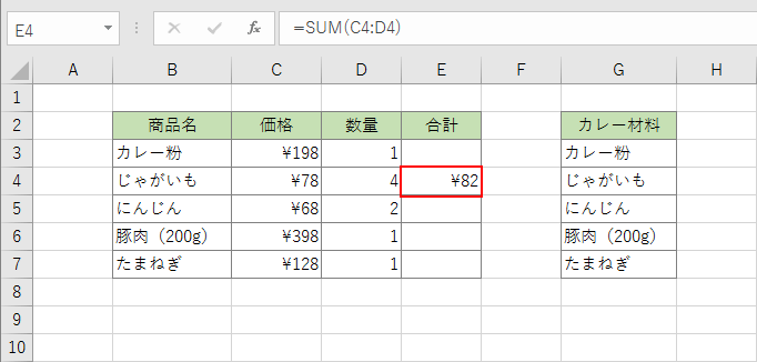 関数の計算結果