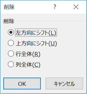 削除ダイアログボックスを表示