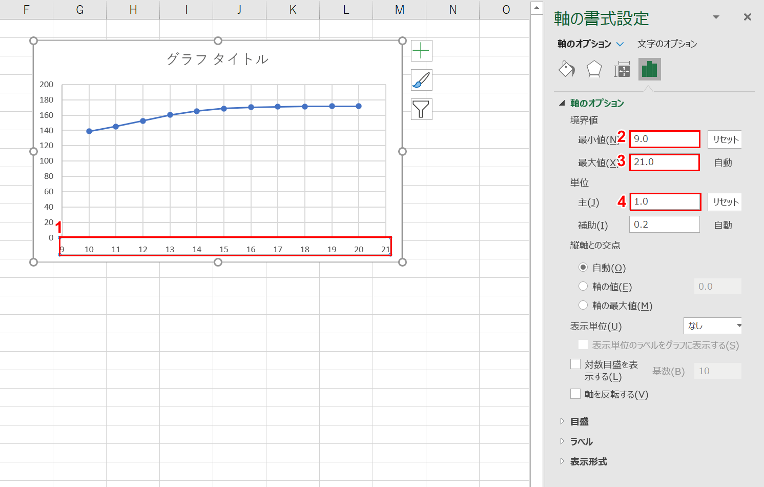 横ラベルの選択