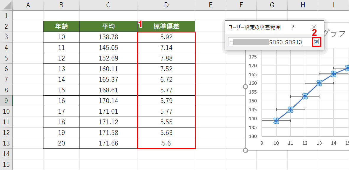 標準偏差の指定