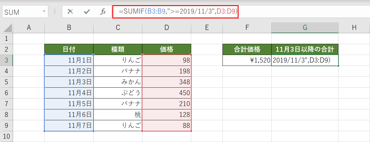 日付の範囲