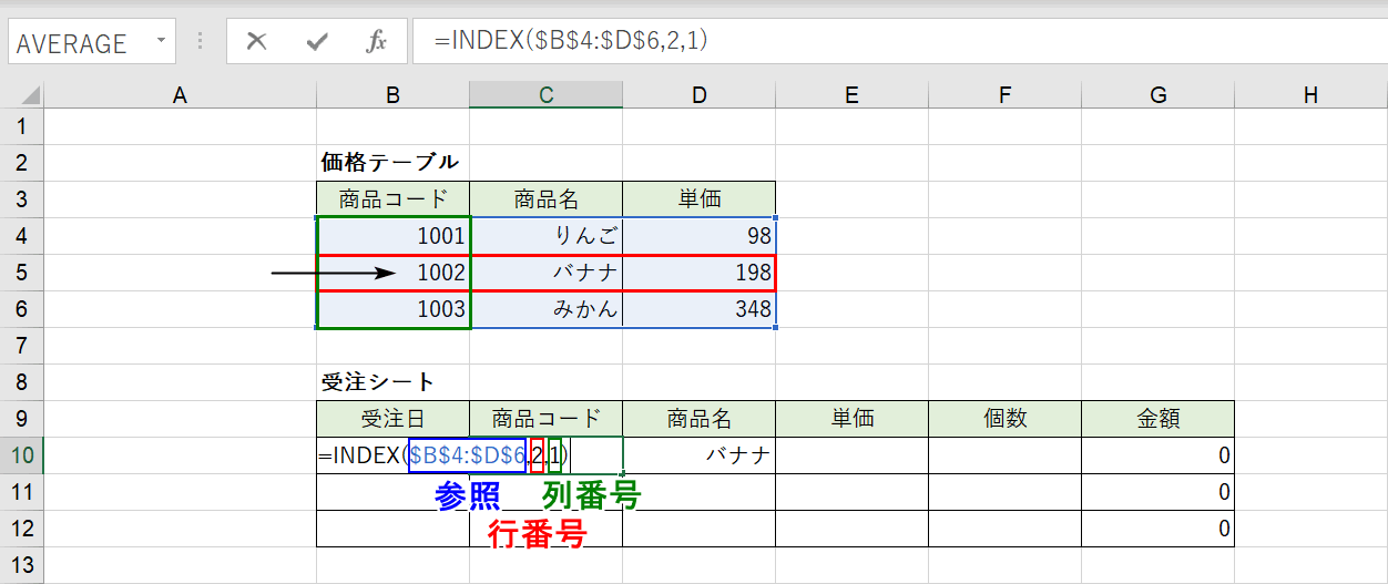 INDEX関数の説明