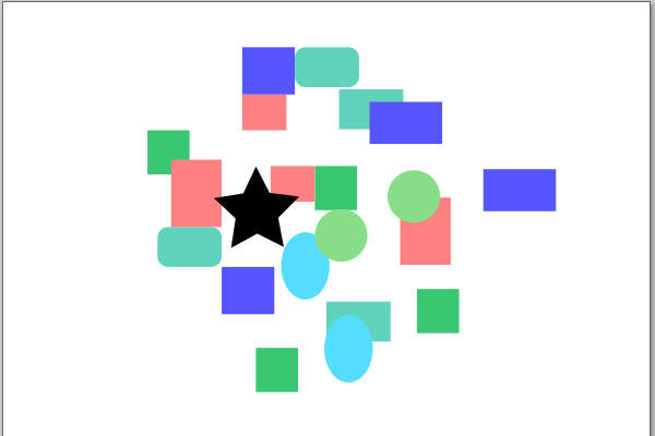 1. シェイプが乱雑に並ぶ画像