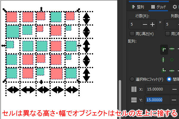 19. グリッド配列後のオブジェクト