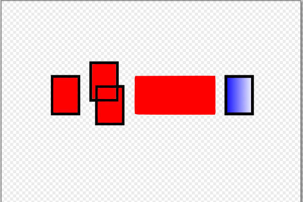 35. 一度の操作で3つの矩形が赤色で塗られる