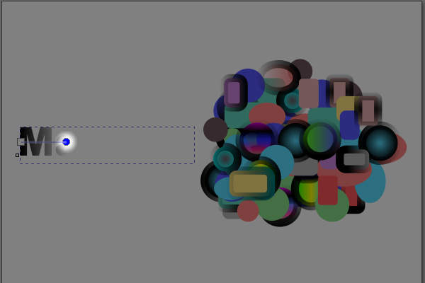 9. グラデーションの終点である丸ハンドルが選択されている