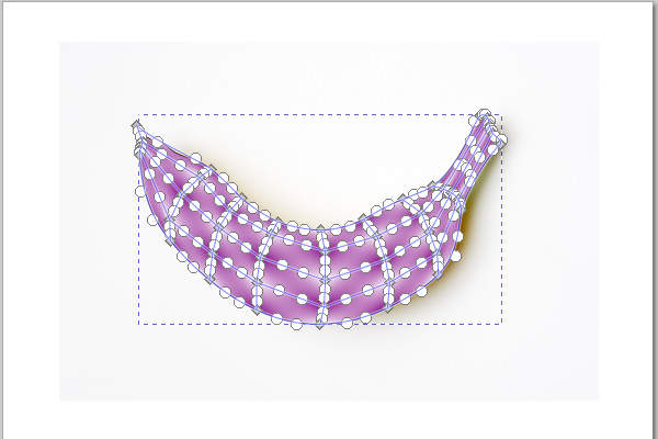 37. メッシュの枠の線を曲げてバナナの輪郭に合わせる