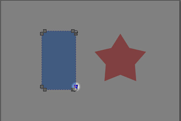 6. 左の矩形のパスのノードが選択される