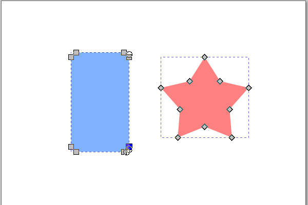 8. 右の星形のパスが追加選択される