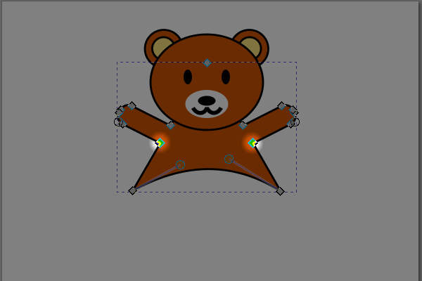 22. 左手の付け根の下側のノードが追加選択される