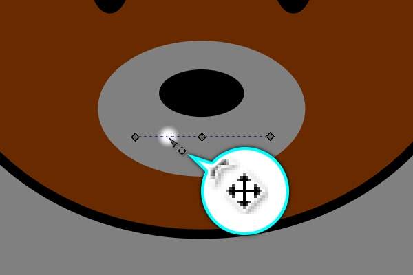 9. マウスカーソルを曲げたいセグメントに乗せる