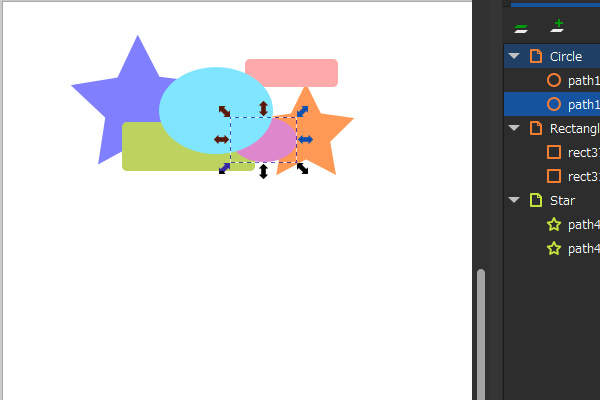 55. "Circle" レイヤのオブジェクトが再表示される