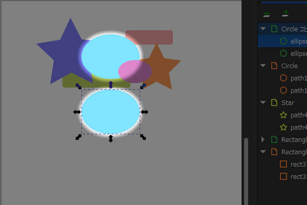 84. 楕円のシェイプが移動する