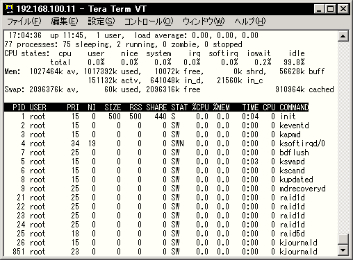 top�ɂ��v���Z�X�̃��j�^���