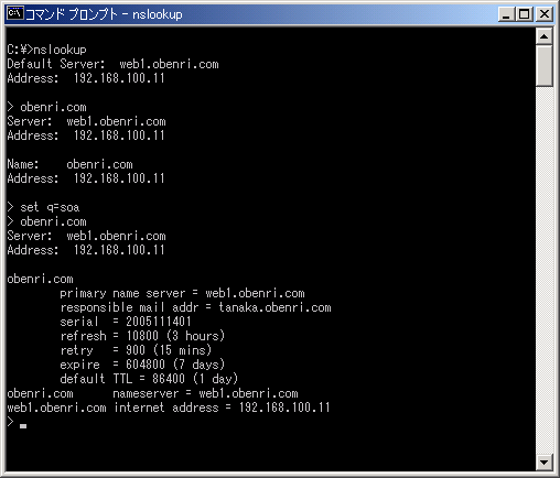 nslookup�̎��s��(Windows2000)
