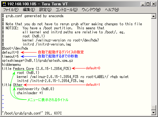 �f�t�H���g��/boot/grub/grub.conf
