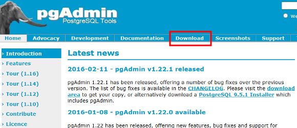 pgAdminダウンロード01