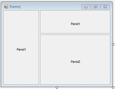 ３つの領域に分けたSplitContainer