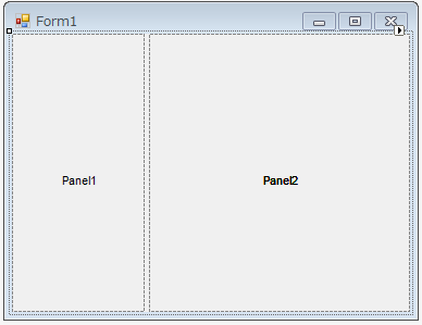 SplitContainerを配置したところ