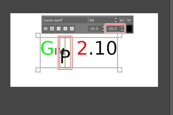 15. Pの字のカーニングを-20に変える
