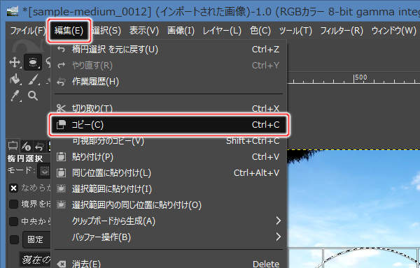 4. 編集(E) -> コピー(C)を実行
