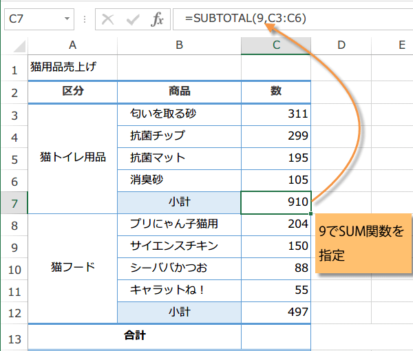 SUBTOTAL�֐��̎g����2