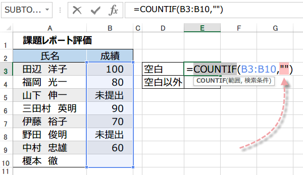 COUNTIF�֐��󔒂��J�E���g