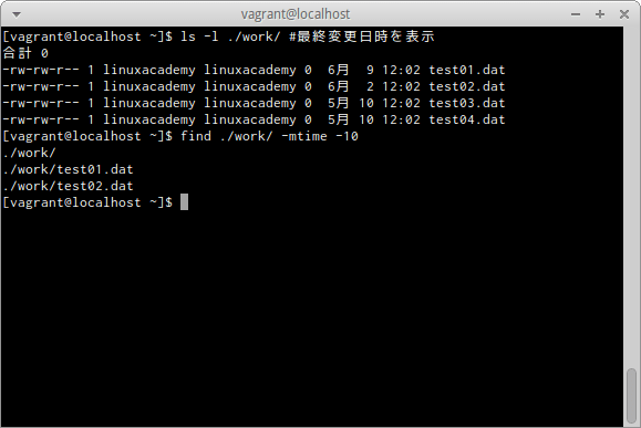 find -mtimeオプション 2