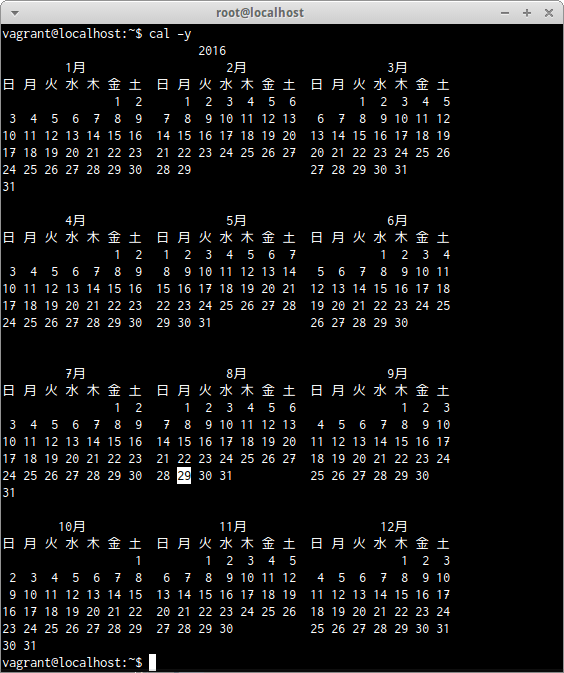 cal -y