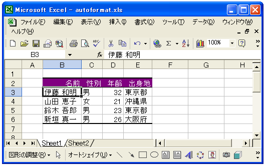 �I�[�g�t�H�[�}�b�g�̗��p