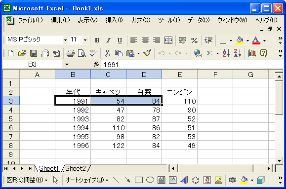�L�[�{�[�h���g���ĕ����̃Z����I��