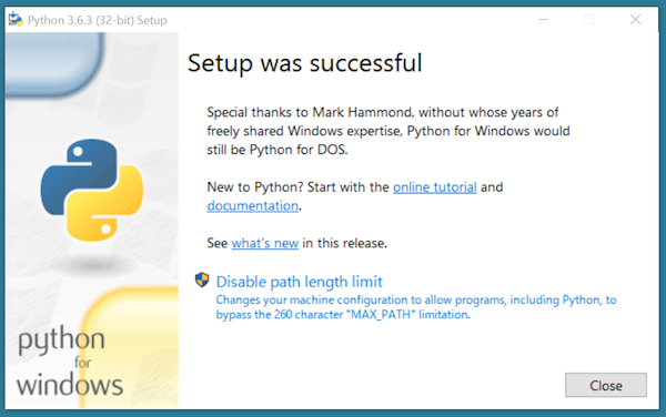 windows に Python をインストールする方法（インストール完了）