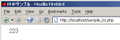 ���l�ϐ��ƕ�����ϐ������Z�������ʂ� Mozilla�u���E�U�ŏo�͂����摜�B������ 223�ɂȂ�B