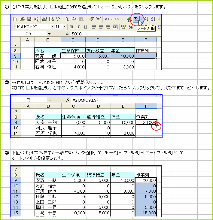 �E�ɍ�Ɨ��݂��R��̍��v��\��������