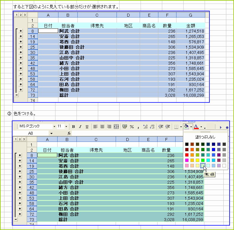 ���Z���ɐF������